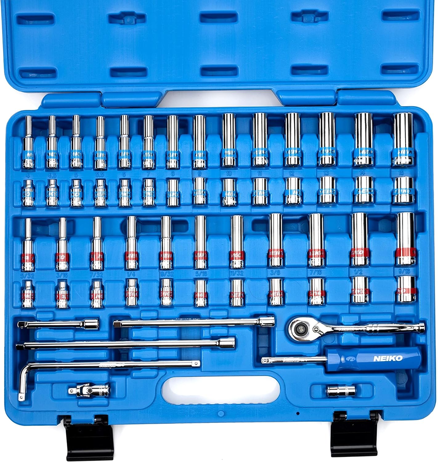 Neiko 02514A 58-Piece Ratchet and Socket Set for Every Need