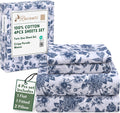Twin Cotton Sheets Set 4 Pc Percale - Wild Flower Twin Set