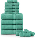 Luxury Bath Towels Set - 12 Piece Soft Cotton Towels in Teal