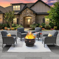 ovios 4 Pieces Patio Furniture Set with Fire Pit for Outdoor Fun