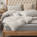 PURE ERA Jersey Knit Duvet Cover Set Queen - Super Soft Stripe