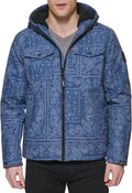 Men's Soft Shell Two Pocket Hooded Trucker Jacket - Sherpa Lined