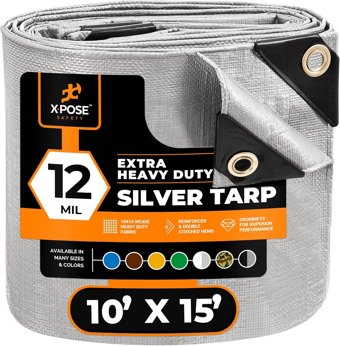 Heavy Duty Silver Poly Tarp 10ft X 15ft - Durable Waterproof Cover