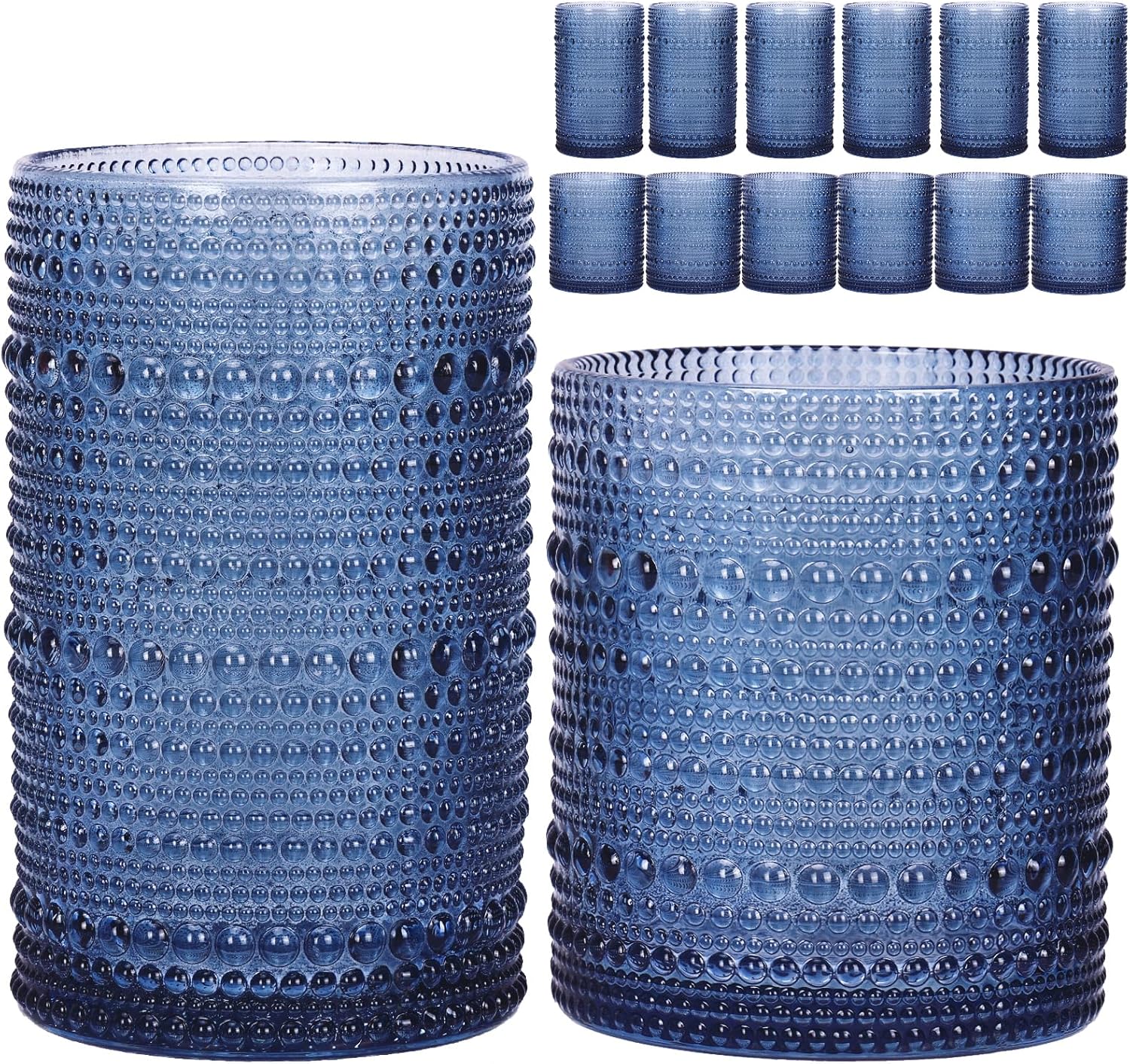 Moretoes Hobnail Drinking Glasses Set of 12 for All Occasions