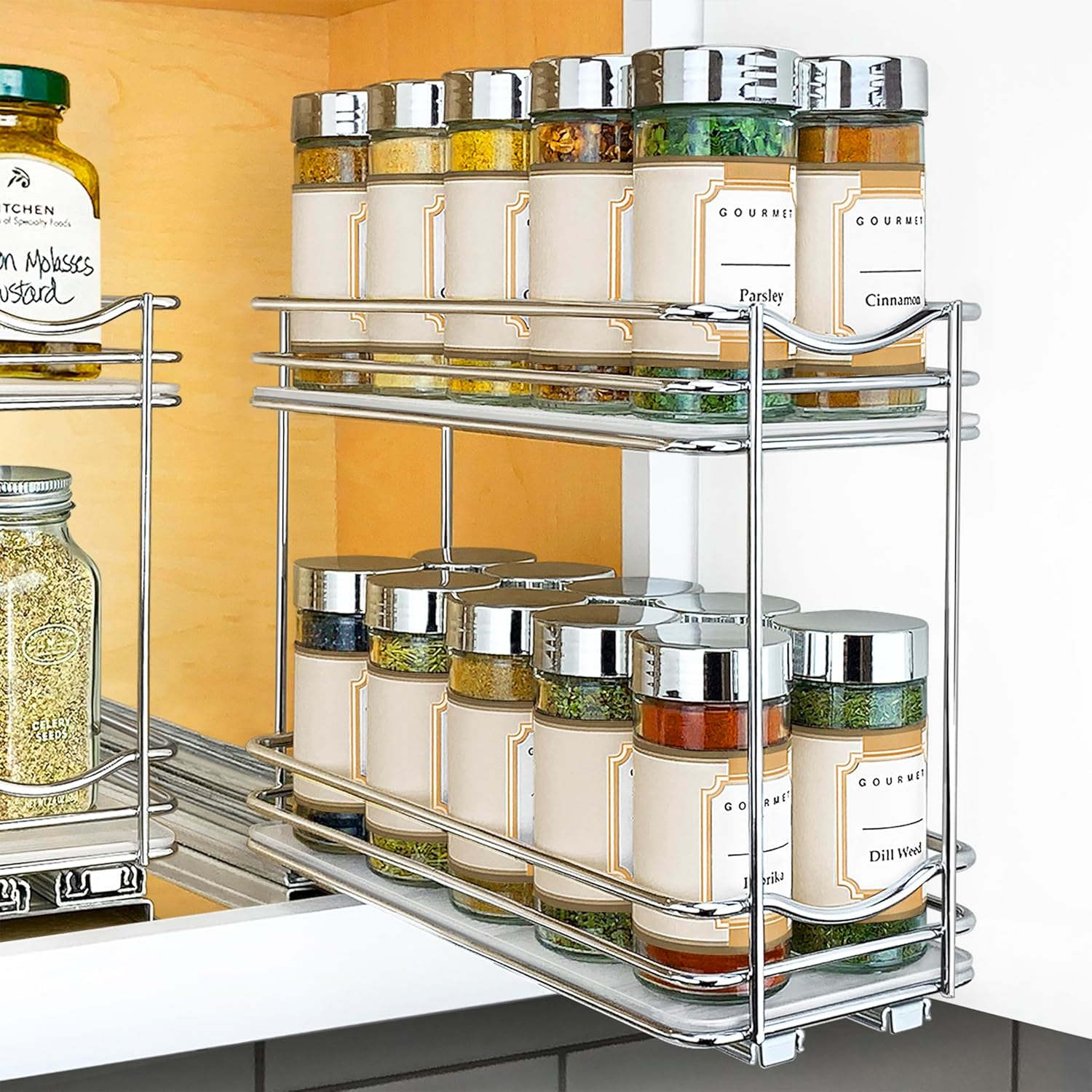 LYNK PROFESSIONAL Pull Out Spice Rack Organizer for Kitchen Use