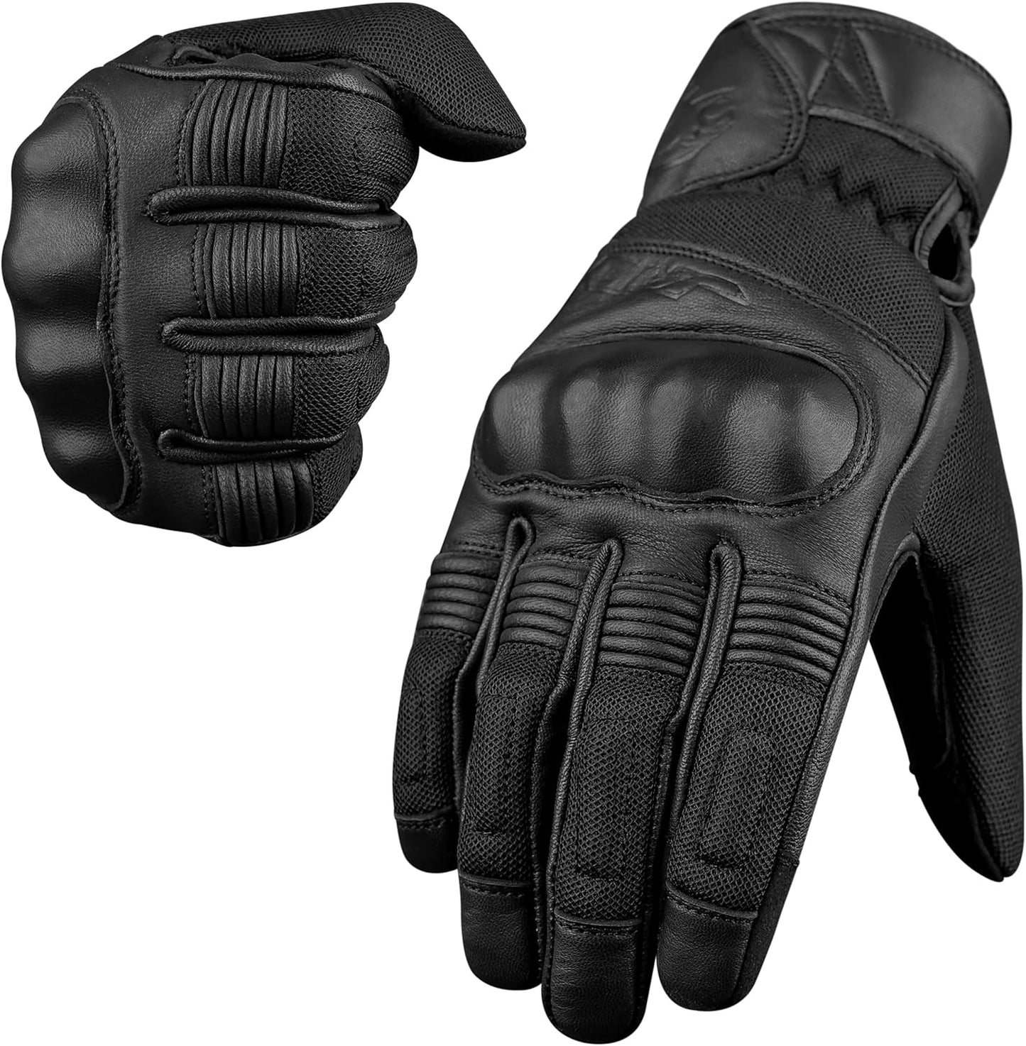 Premium Leather Perforated Motorcycle Gloves with Knuckle Protection