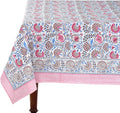 Ridhi Pigeon Blue Hand Block Print Cotton Tablecloth 108 x 70 in