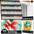 Chalkola Watercolor Paint Set - 64 Tubes, Brushes & Pad