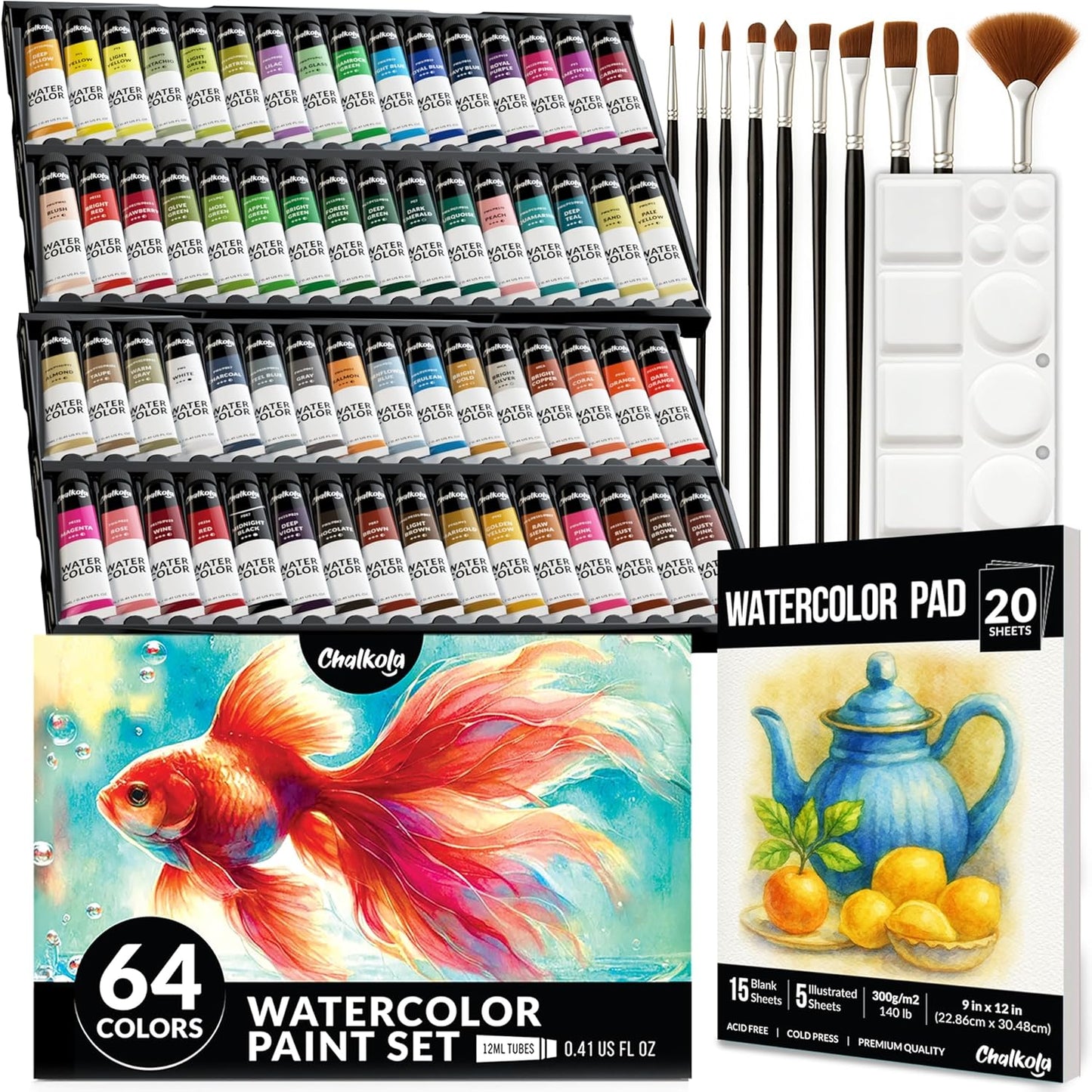 Chalkola Watercolor Paint Set - Complete Art Supplies for All