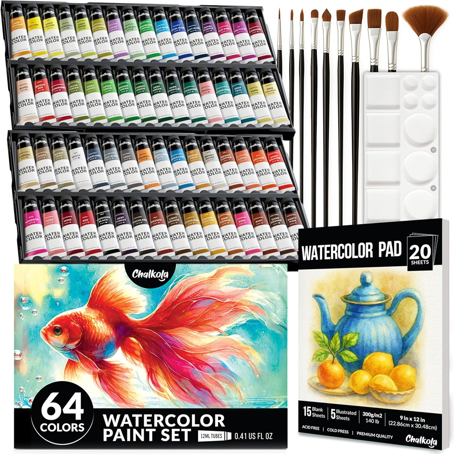Chalkola Watercolor Paint Set - Complete Art Supplies for All