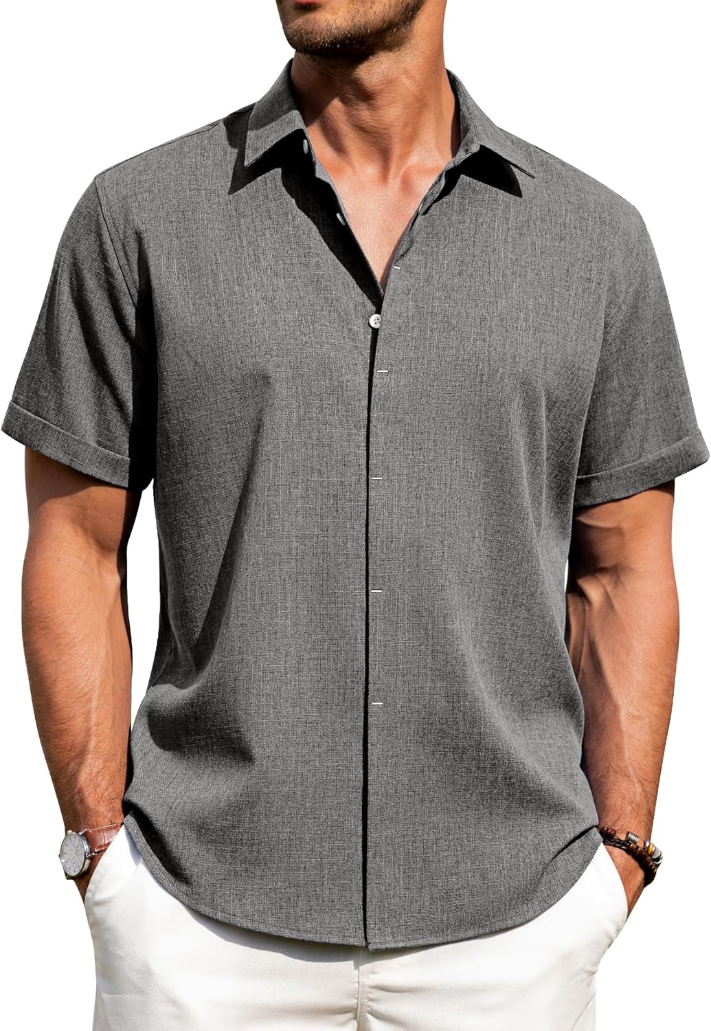 J.VER Men's Linen Shirts for Casual Summer Beach Weddings