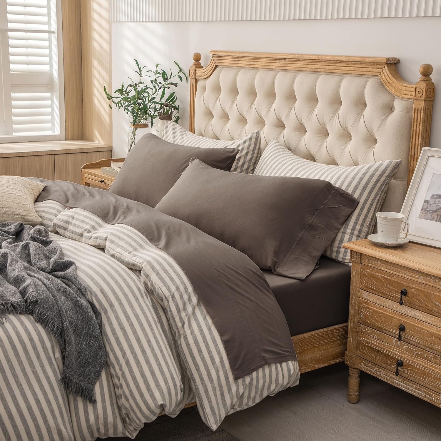 PURE ERA Jersey Knit Bed Sheet Set - Soft Comfy Cotton Twin XL