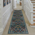 2x8 Washable Blue Floral Runner Rug for Living Room - Soft Low Pile