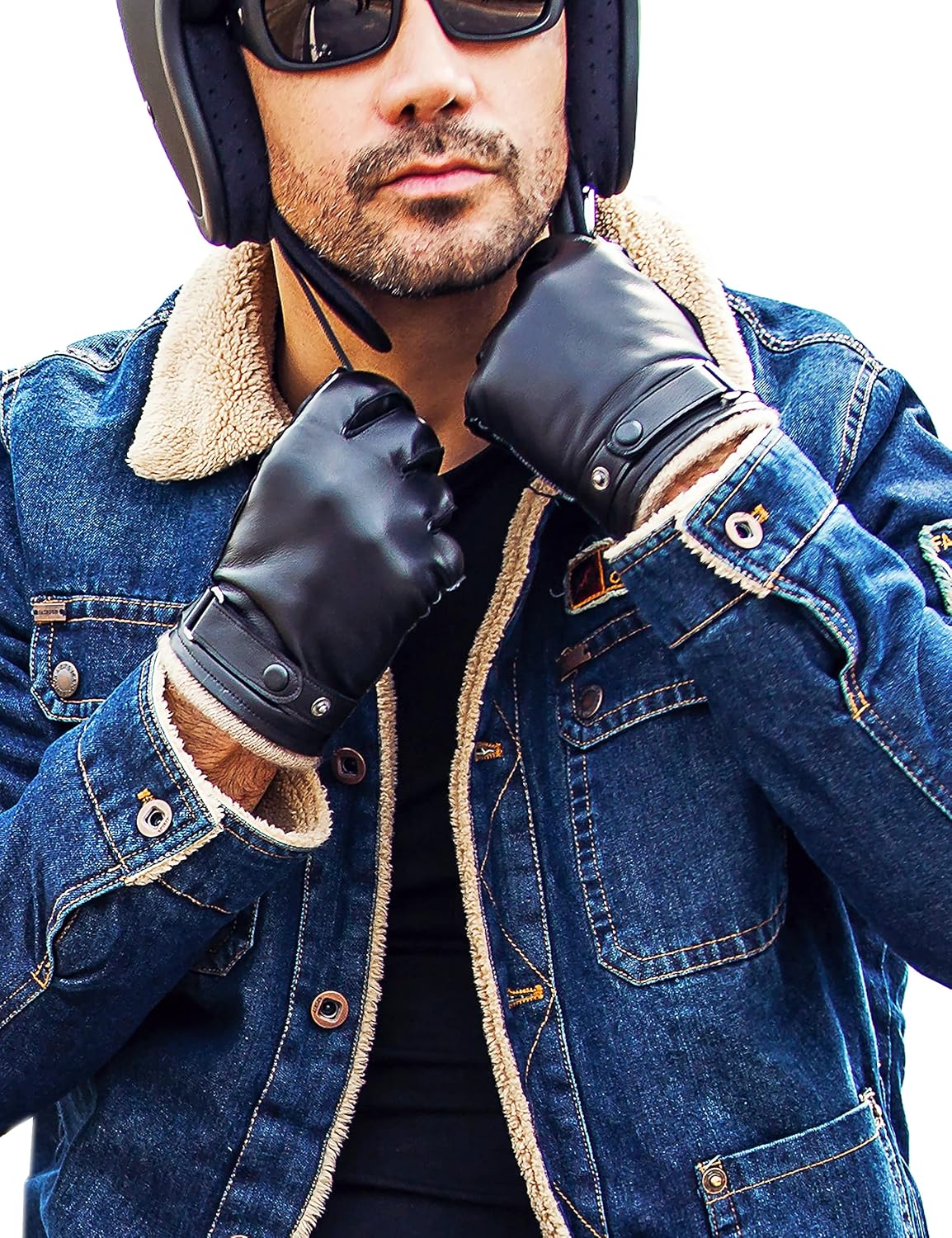 YISEVEN Men's Cashmere-Lined Leather Gloves