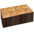PrimeZone 162 PCS Acacia Wood Interlocking Deck Tiles - Easy DIY Patio