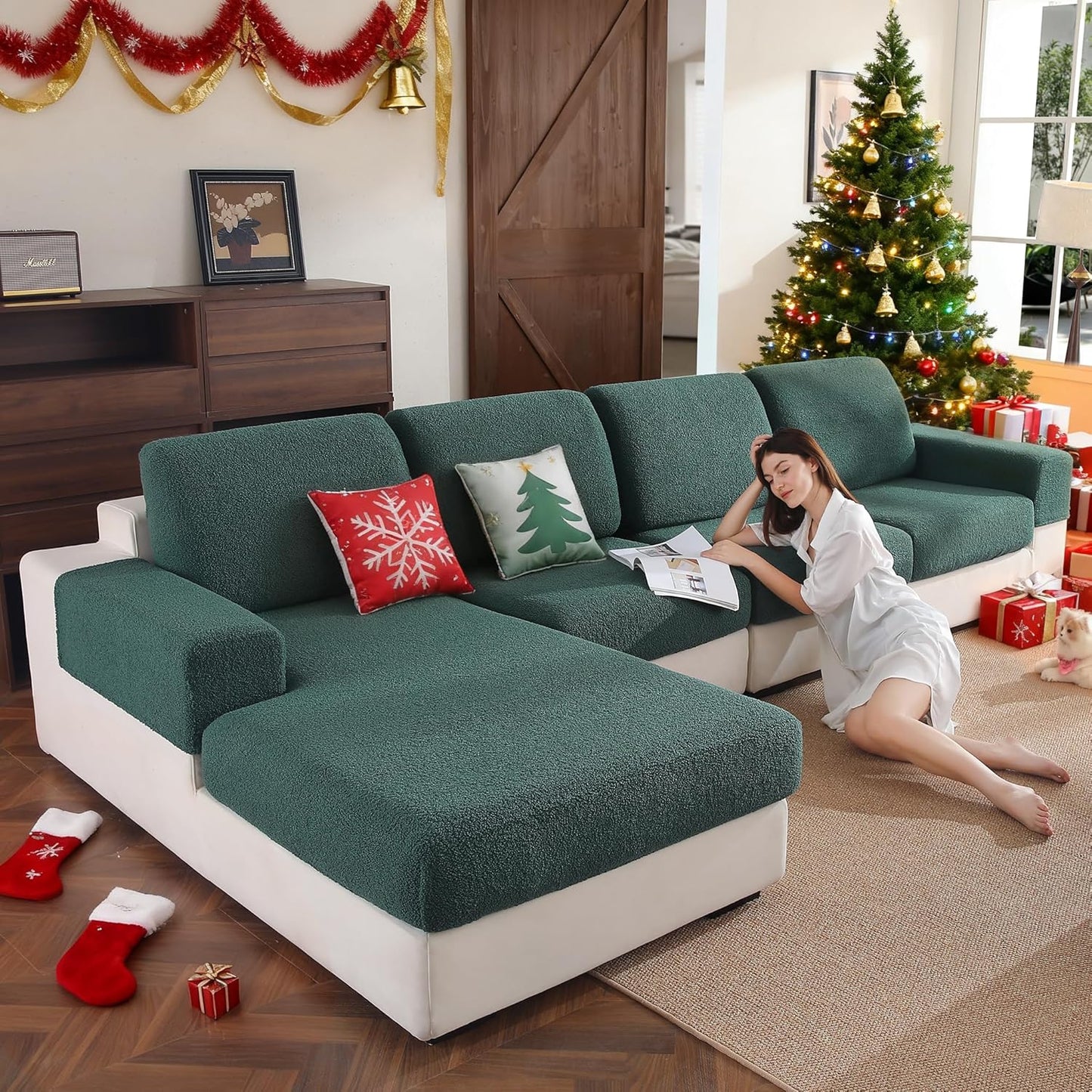 Couch Cushion Covers for Sectional Sofa - Soft & Washable Protector