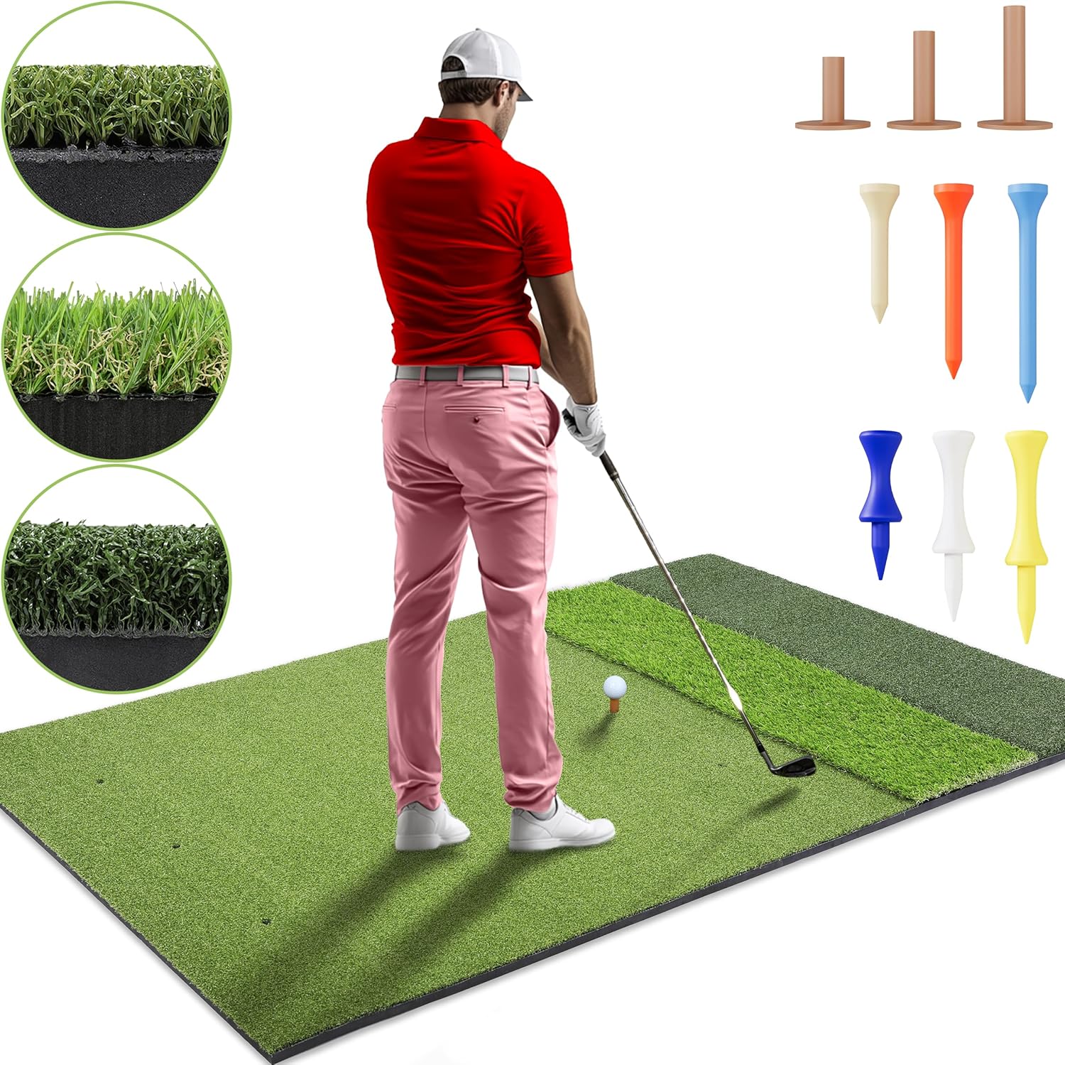 Durable Tri-Turf Golf Mat for Swinging | SQUALLINE