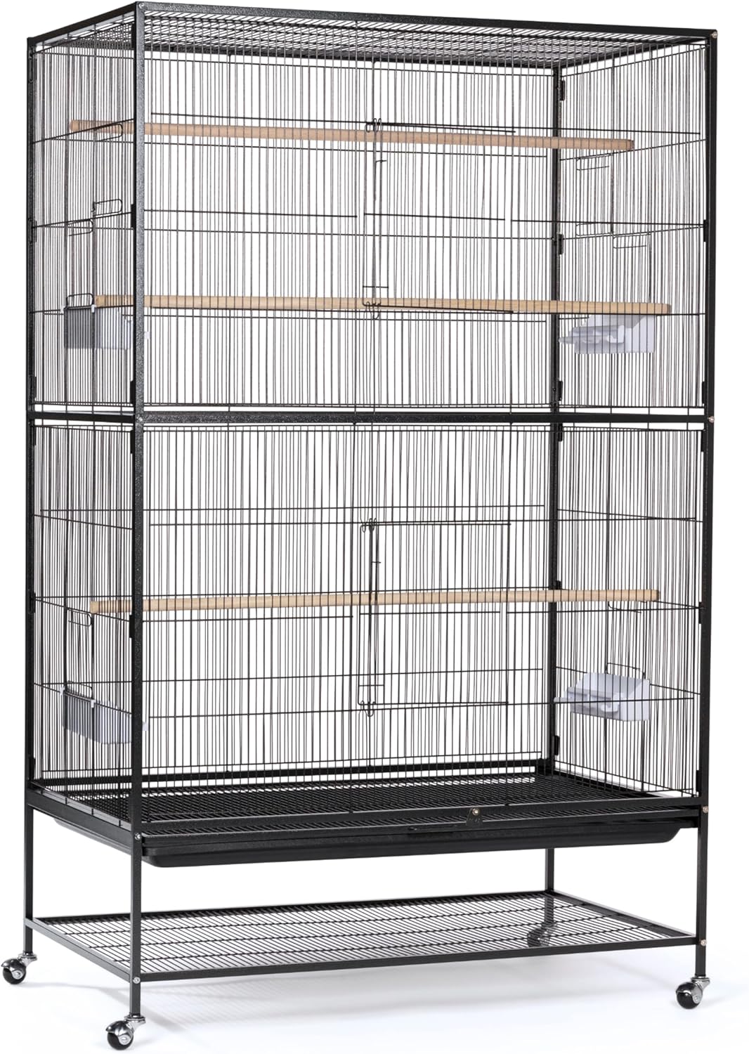 Extra Large Wrought Iron Flight Cage for Small Birds - Black
