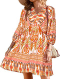 Women Casual Spring Summer V Neck Ruffle Floral Babydoll (Style 3F5B)
