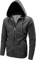 Men's Full Zip Fleece Hoodie Color Block Slim Fit - Warm Lightweight