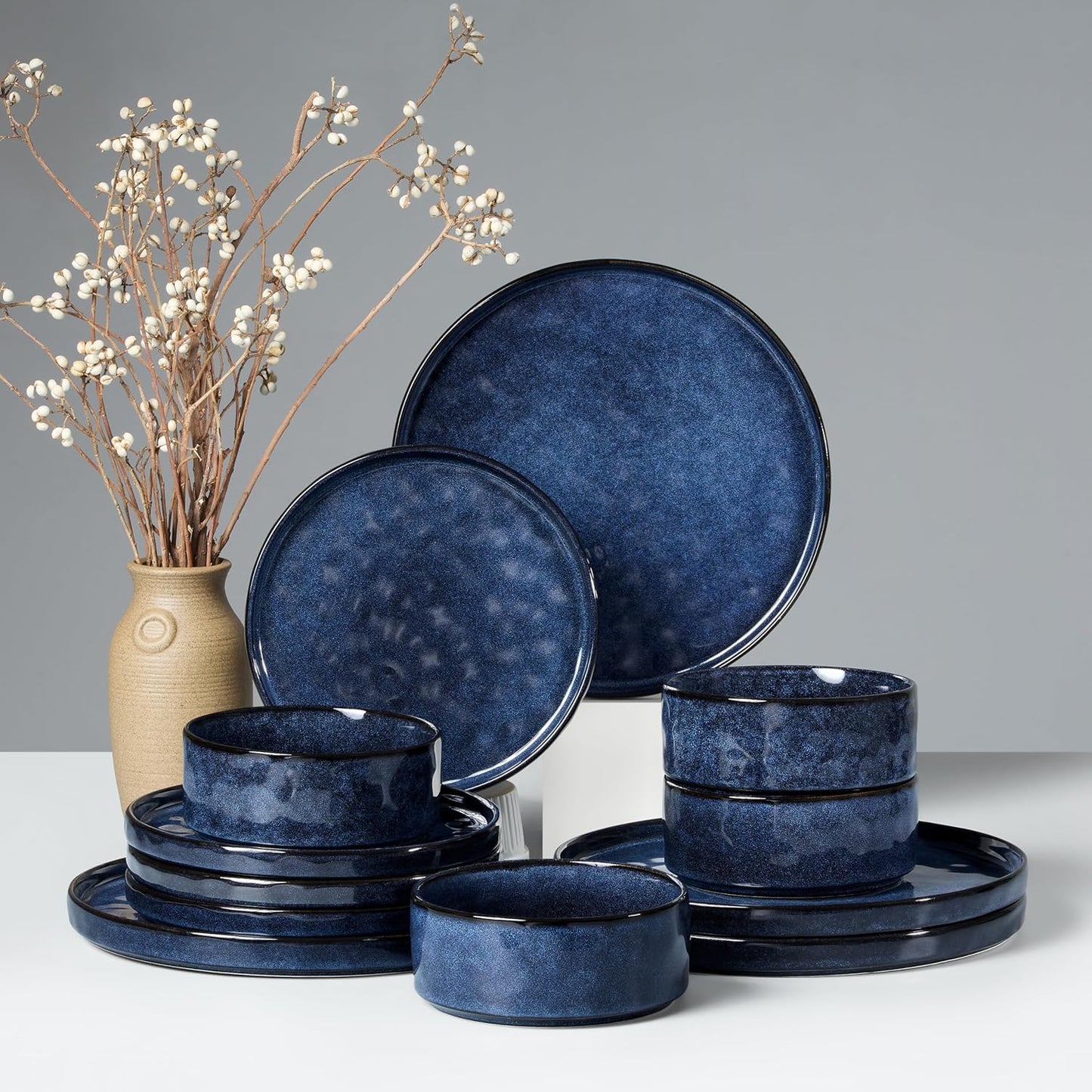HaWare Dinnerware Sets - 12-Piece Stoneware Dish Set for 4