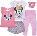 Disney Minnie Mouse Girls 5-Piece Tank Top & Legging Set - Pink Mix