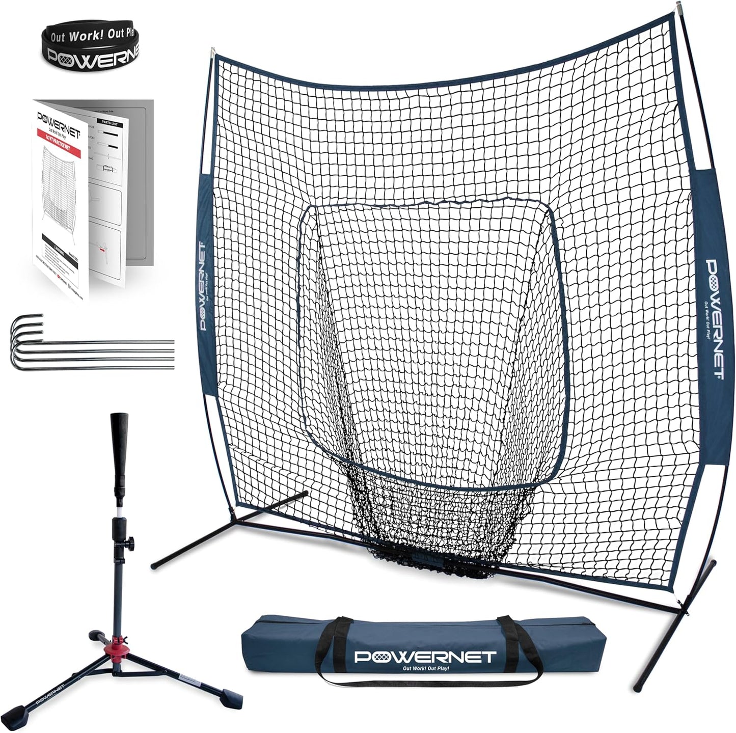 PowerNet 7x7 Baseball Softball Practice Net with Accessories