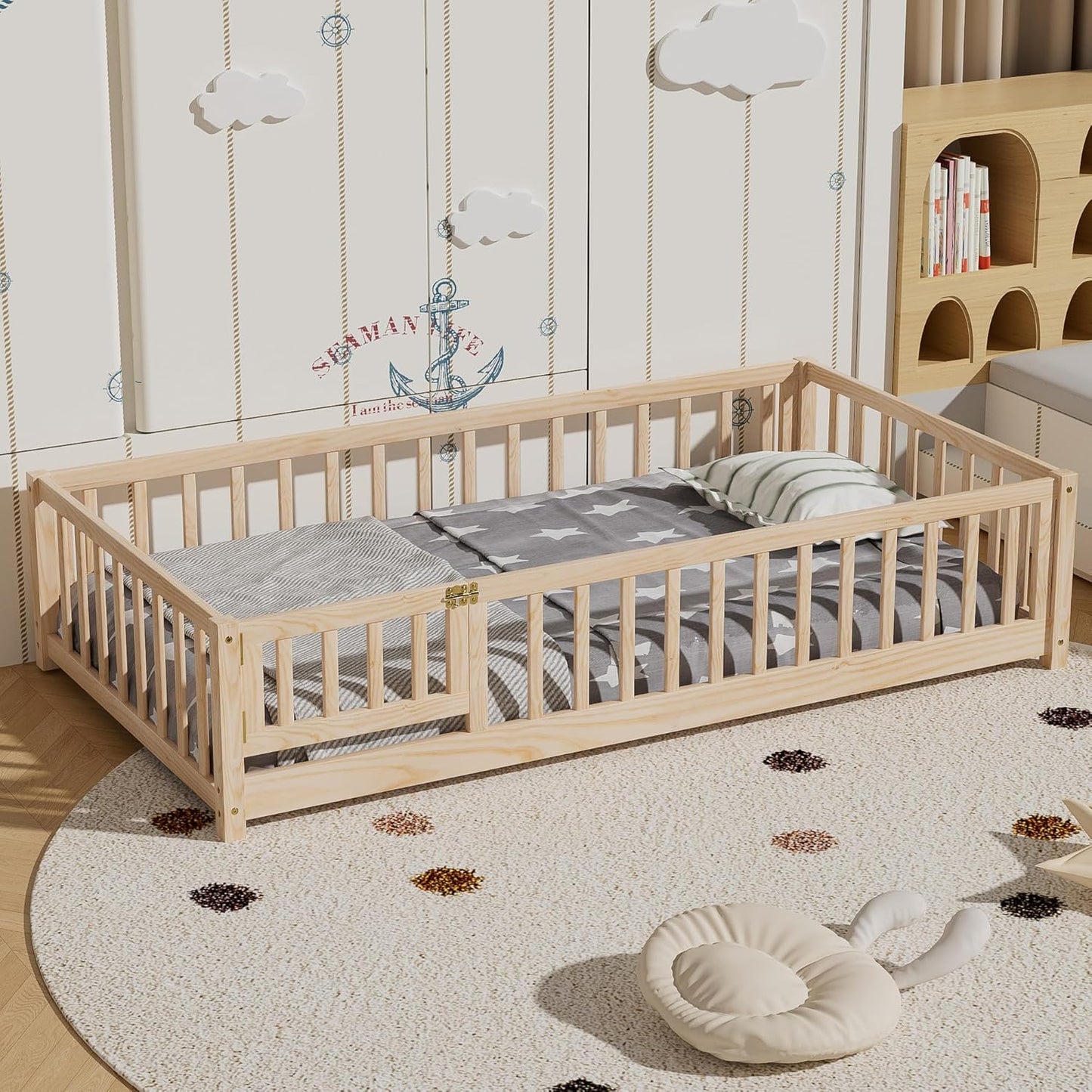 i-POOK Twin Floor Bed for Children, Safe Montessori Design