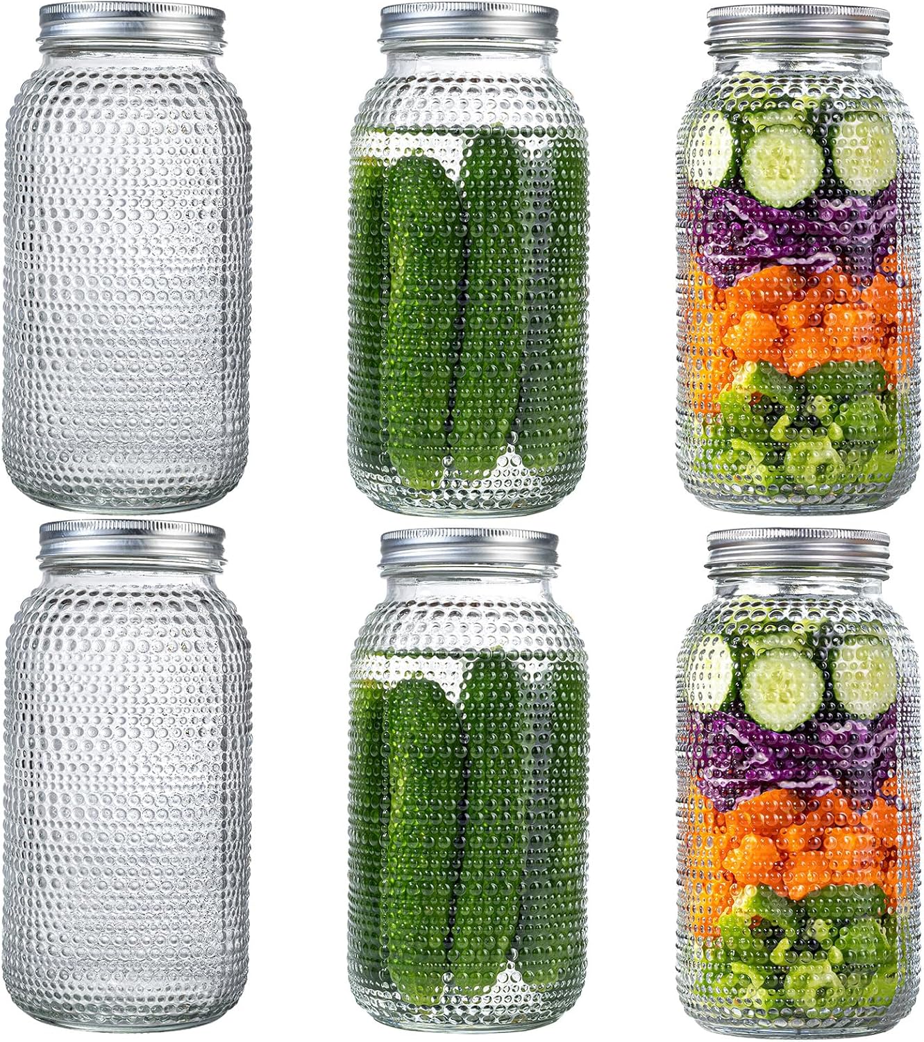 WELLIFE 6 Pack 64 oz Mason Jars for Canning and Food Storage
