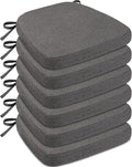 Chair Cushions for Dining Chairs Set of 6 - Dark Grey D-Shaped Comfort