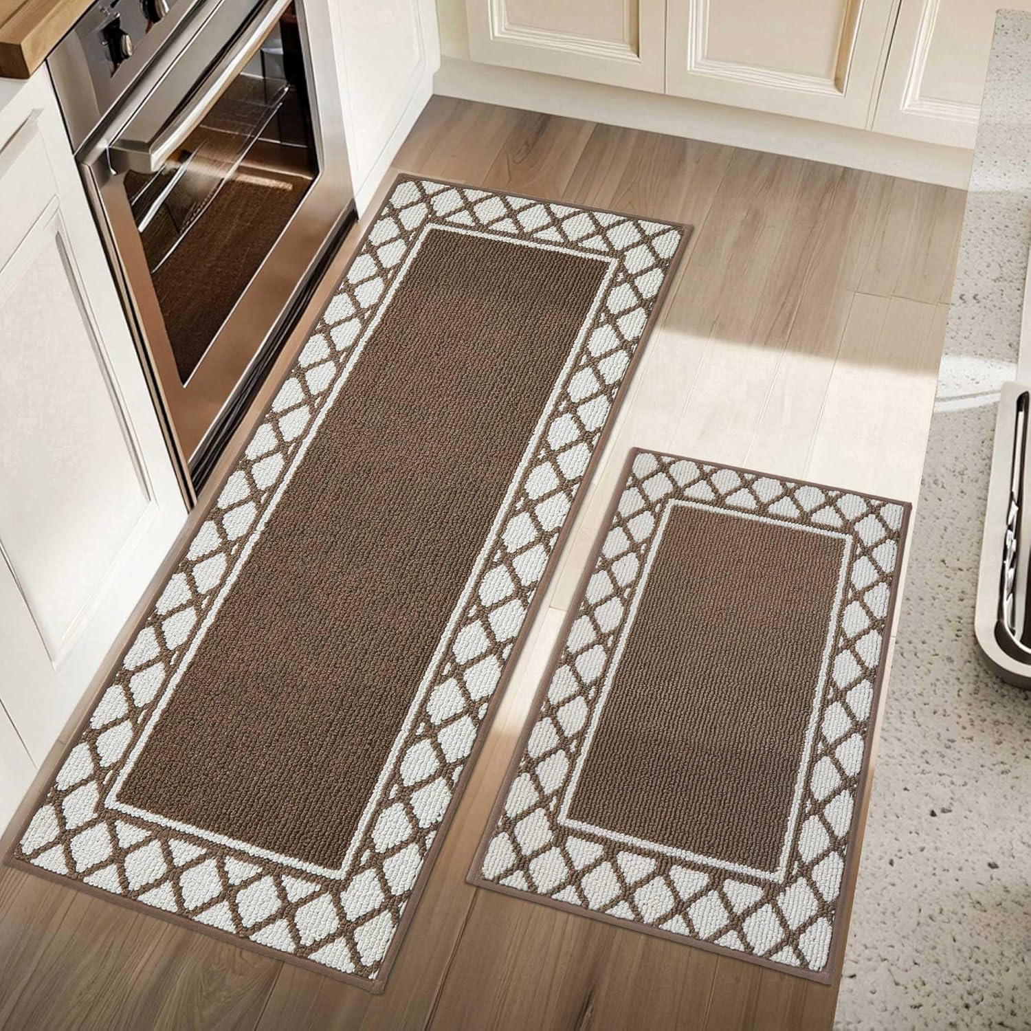 COSY HOMEER Washable Kitchen Rugs Set of 2 Non-Slip Mats