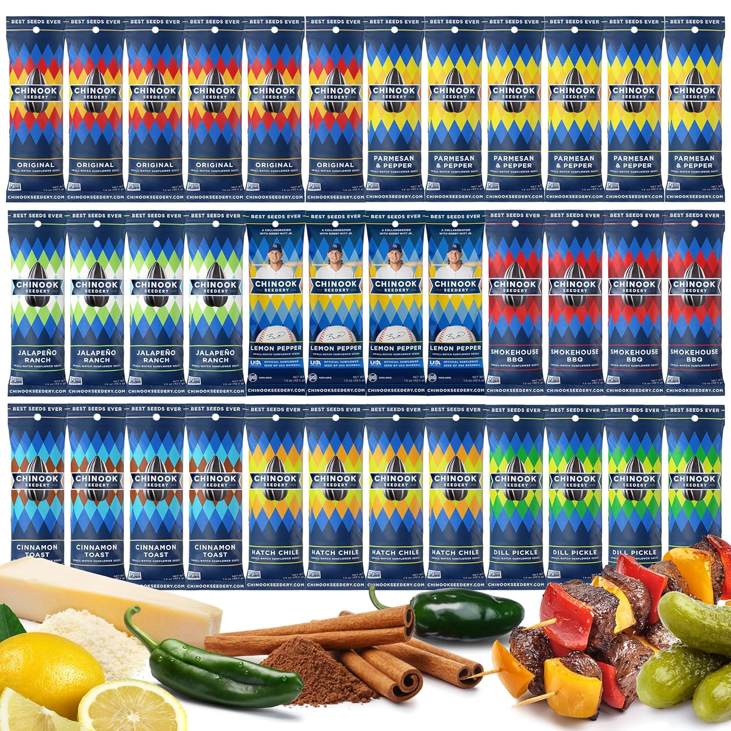Chinook Seedery Low Sodium Sunflower Seeds Variety Pack for Snacks