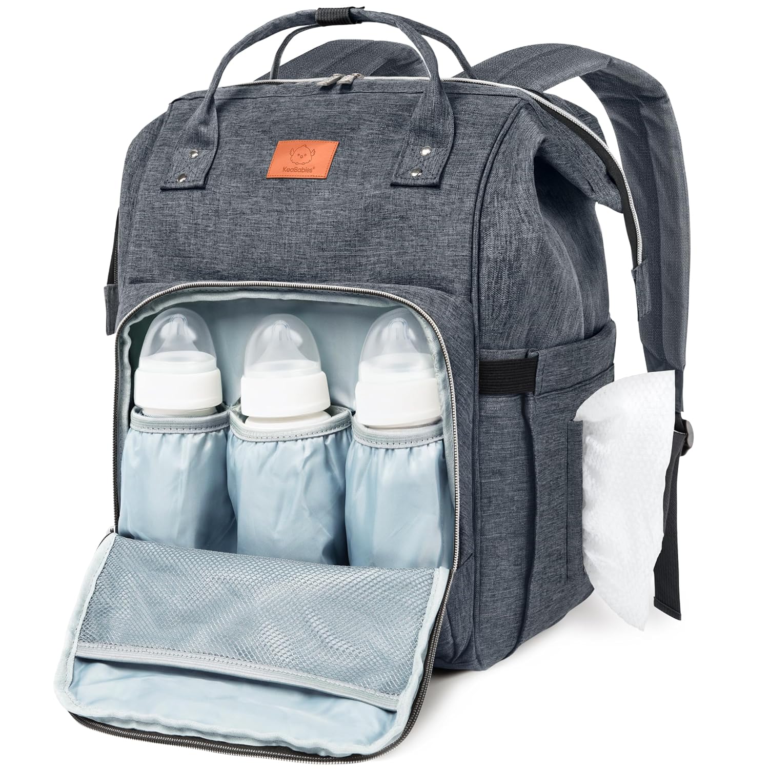 KeaBabies Baby Diaper Bag Backpack - Large Waterproof Travel Bag