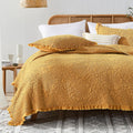 Yellow Ruffled Quilt King Size - Rustic Stone-Washed Quilted Bedspread