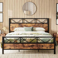 California King Industrial Bed Frame with 51.2 in Tall Headboard