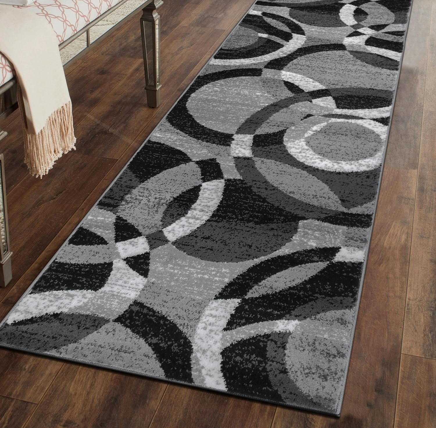 Rugshop Contemporary Abstract Circles Runner Rug for Any Room