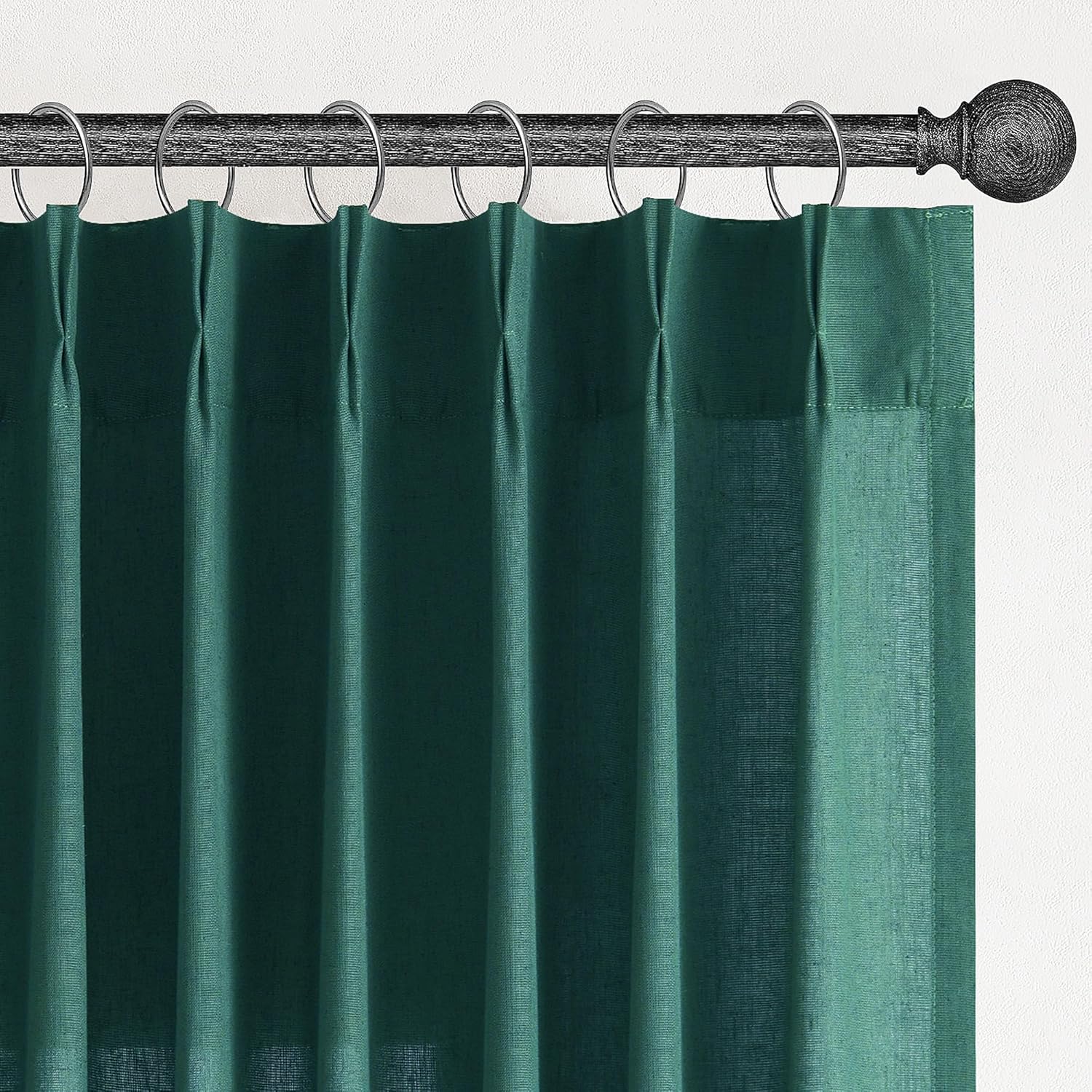 Emerald Green Pinch Pleated Linen Curtains for Elegant Spaces