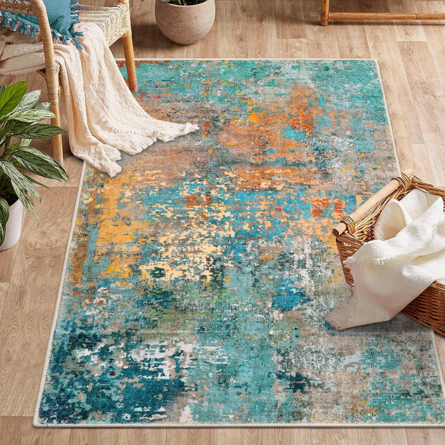 Lahome Modern Abstract Area Rug - Soft Non Slip 3x5 Mat