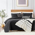 ROARINGWILD Black King Size Quilt Bedding Set - Lightweight Comfort