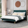AGARTT Upholstered Platform Bed Frame Full Size in Green Velvet