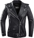 HWK Brando Leather Motorcycle Jacket for Women - Weather Resistant