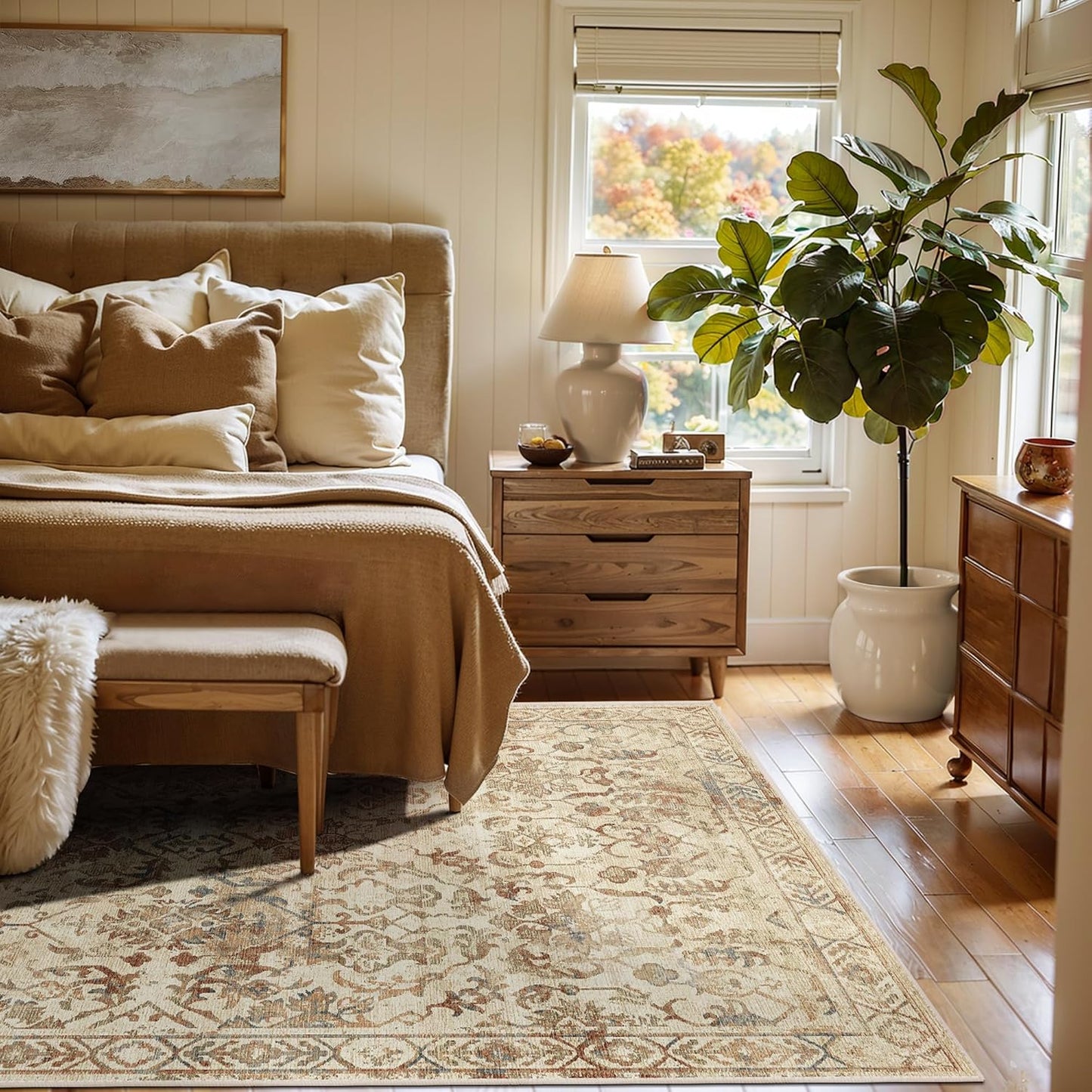 Vintage Floral Area Rugs 6x9 for Bedroom and Living Room