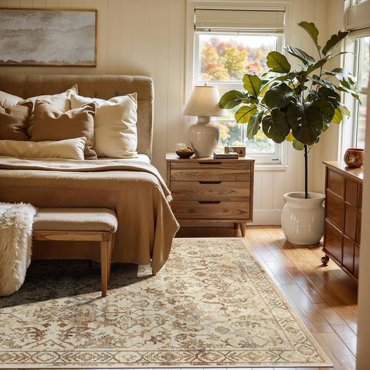 Vintage Floral Area Rugs 6x9 for Bedroom and Living Room