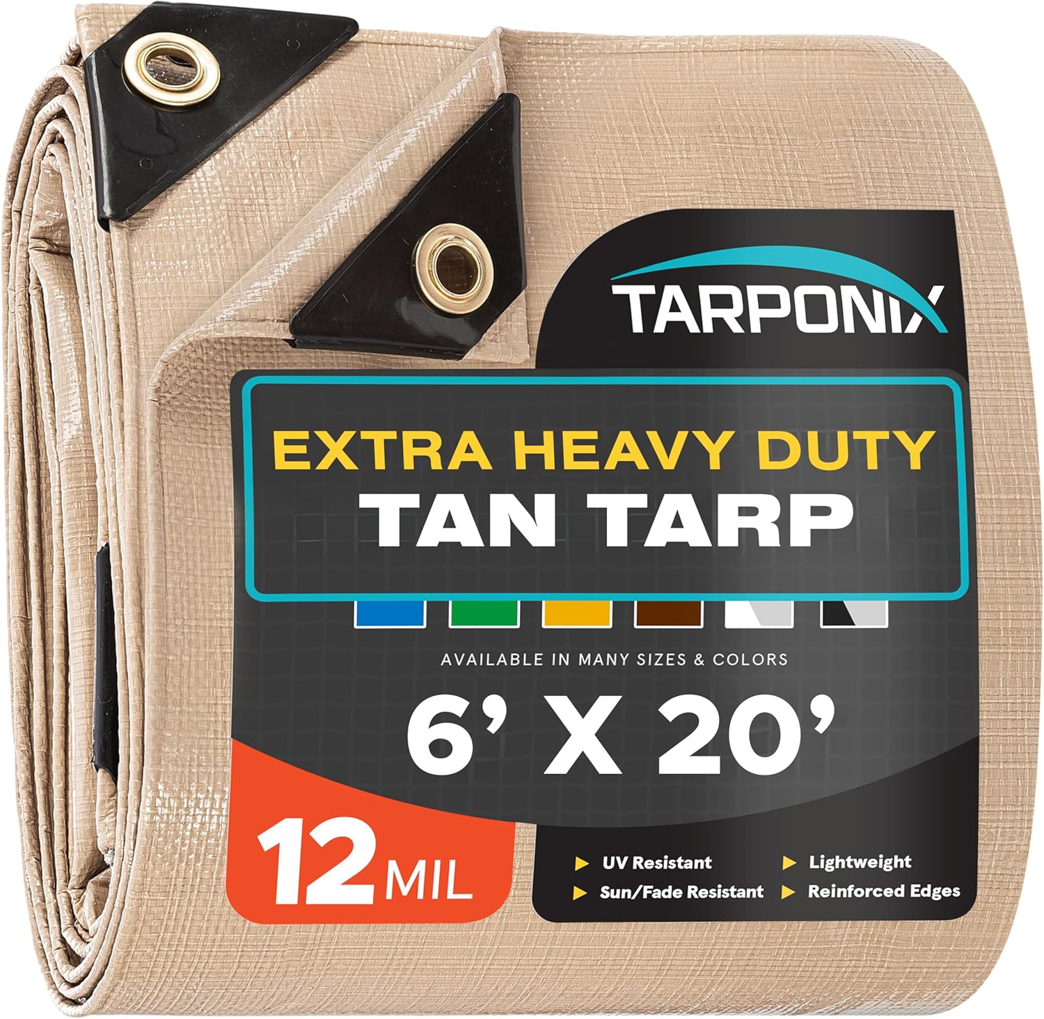 6ft x 20ft Extra Heavy-Duty Tan Poly Tarp for All Your Needs