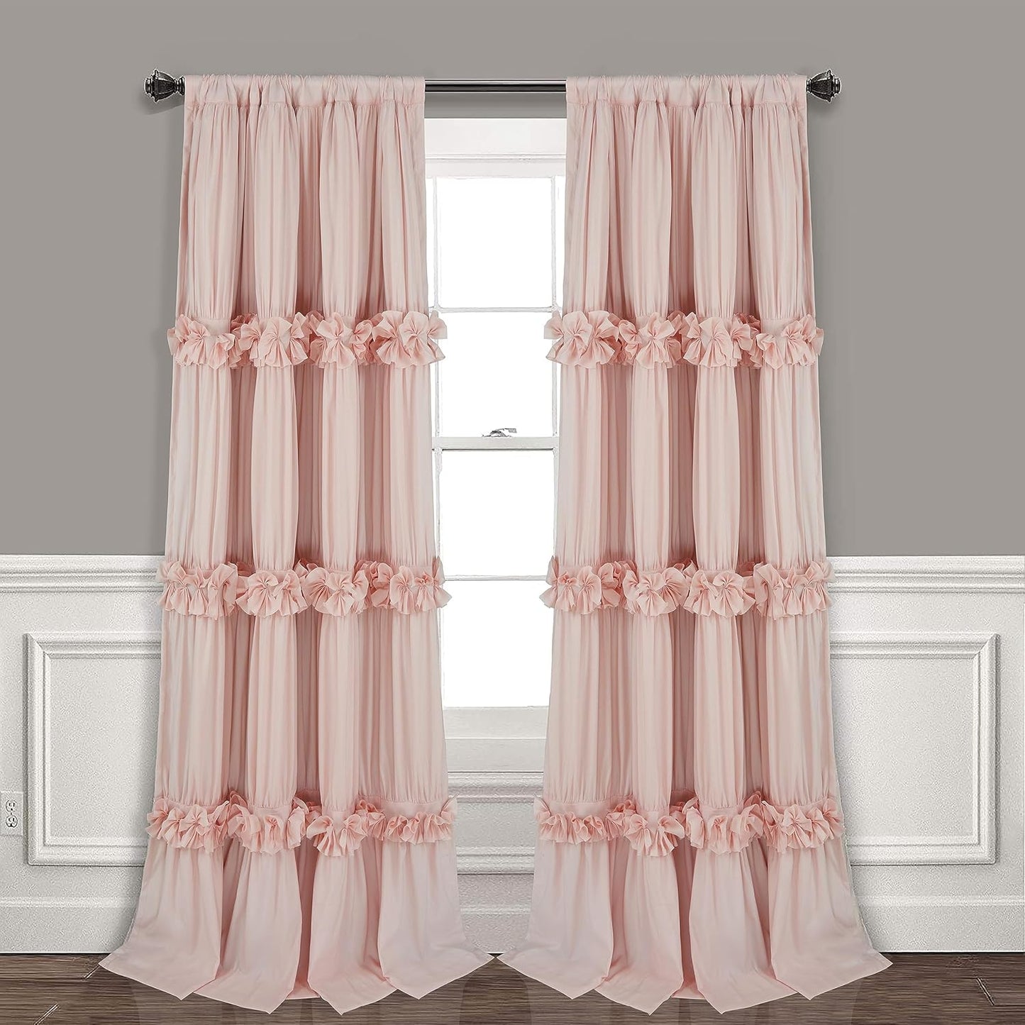 Boho Butterfly Blackout Curtains x2 - Rustic Peach Pink