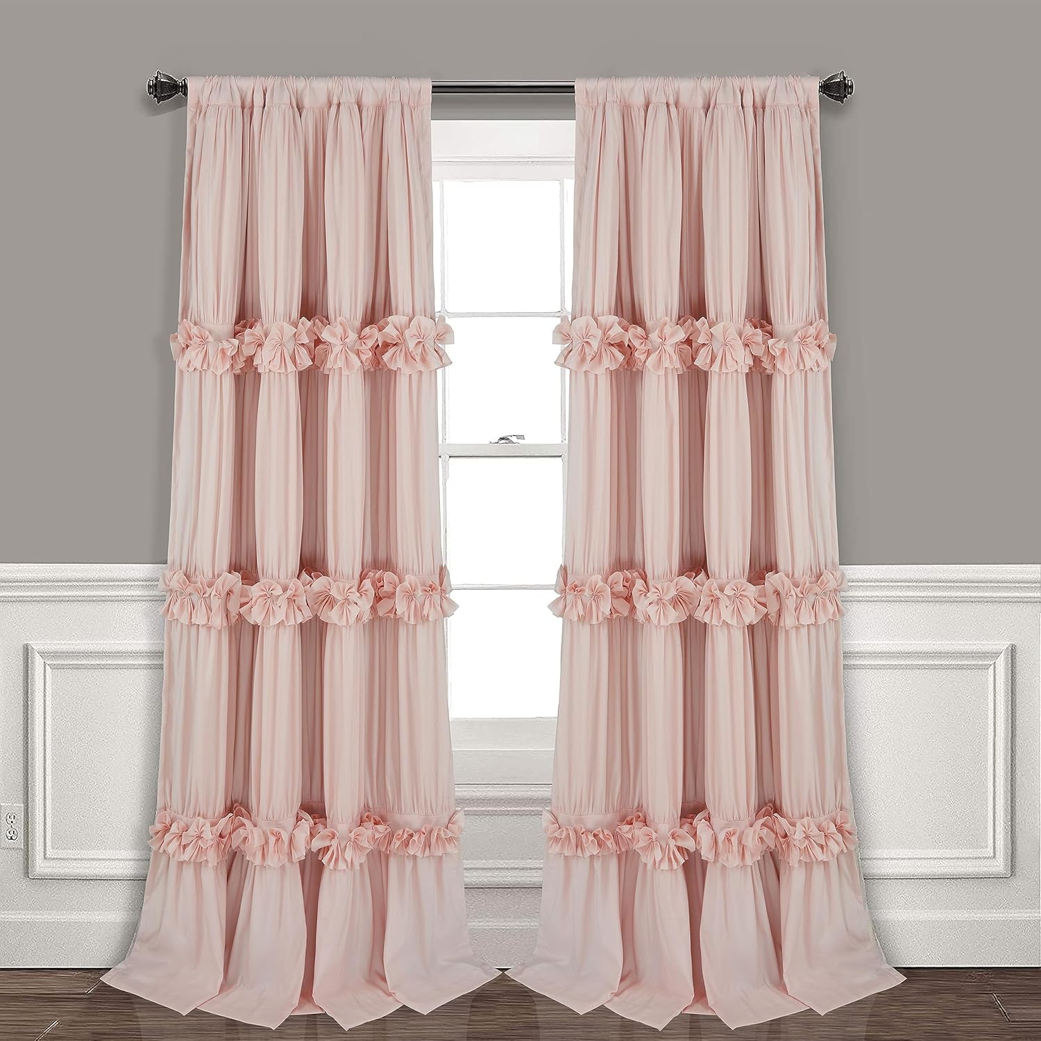 Boho Butterfly Blackout Curtains x2 - Rustic Peach Pink