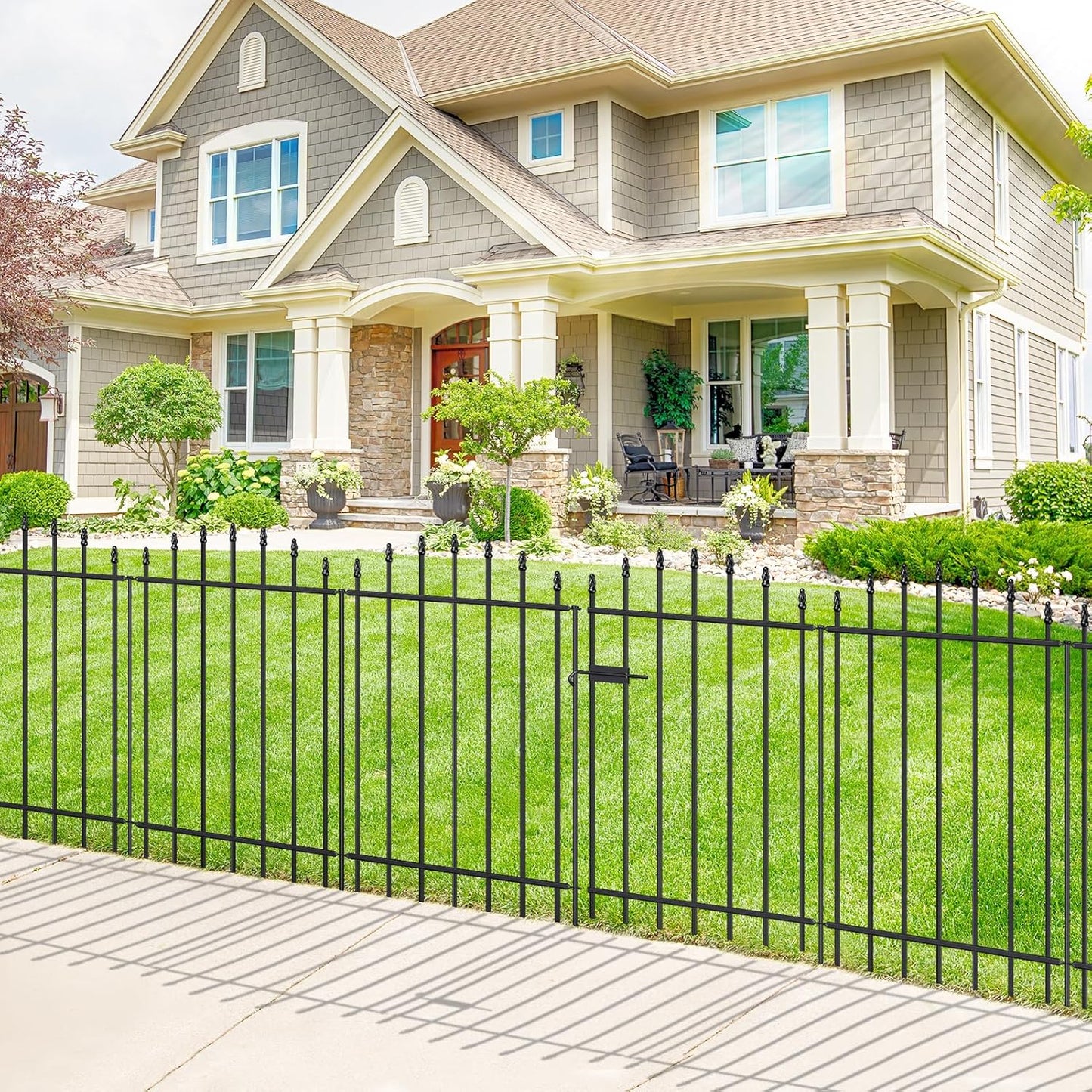 Metal Garden Fence with Gate for Yard and Patio Use