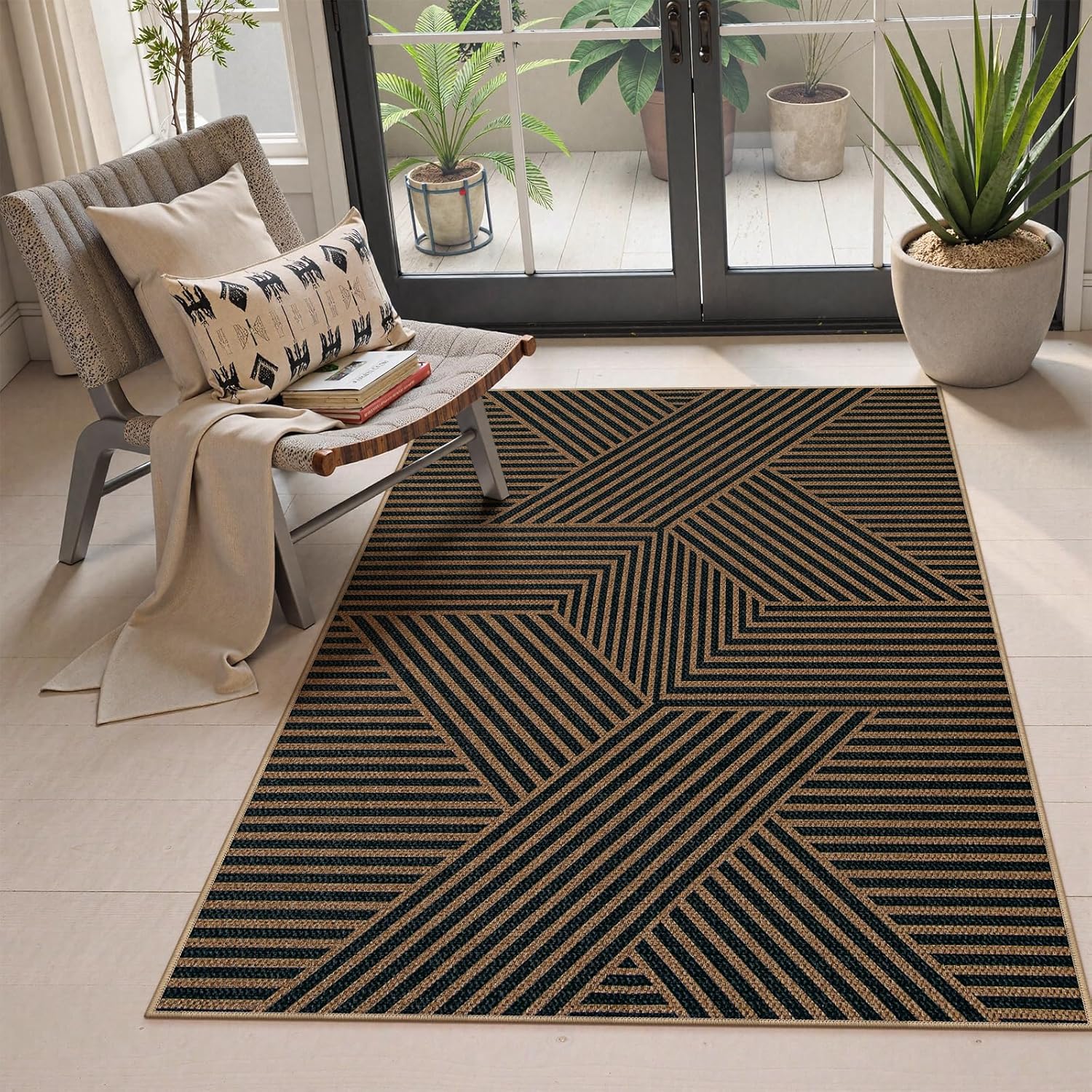 Lahome Modern Geometric Outdoor Easy Jute Rug for Home