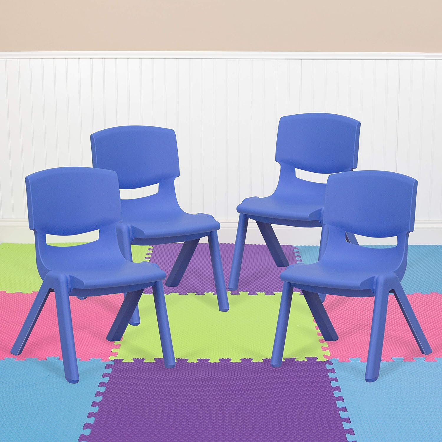 Blue Plastic Stackable School Chair for Preschool Use - 4 Pack