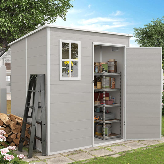 Outdoor Storage Shed 6x6 FT Resin with Lockable Door & Vents